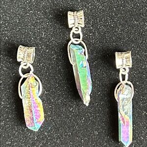 3 rainbow crystal large hole bead charms